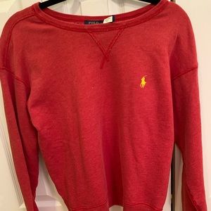 Red polo crew neck sweater size L!!!